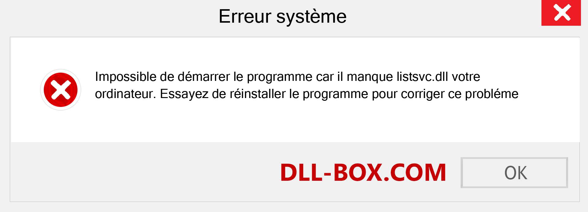 Le fichier listsvc.dll est manquant ?. Télécharger pour Windows 7, 8, 10 - Correction de l'erreur manquante listsvc dll sur Windows, photos, images